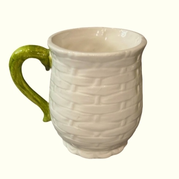Lefton Daisy Basketweave Single Serving Coffee Mug Hand Painted by Geo Z - Picture 3 of 4